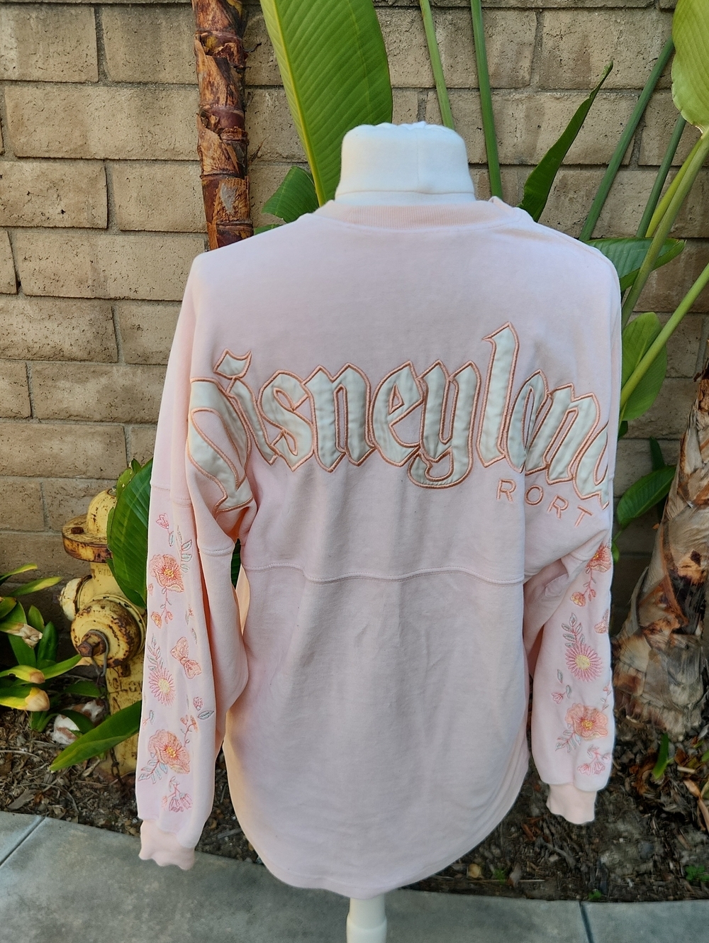 Disney Disneyland Pink Embroidered Spirit Jersey Floral Fleece Extra Small